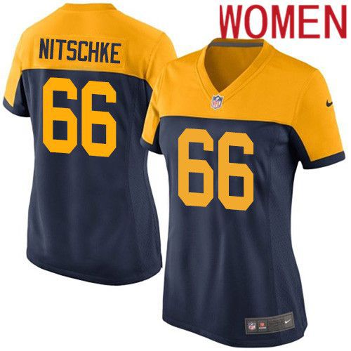 Women Green Bay Packers 66 Ray Nitschke Navy Blue Nike Alternate Game NFL Jersey